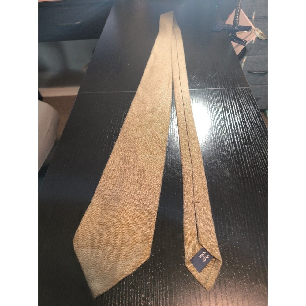 Polo Ralph Lauren Hand Made In USA 100% Linen neck Tie Vintage Made In USA Brown
